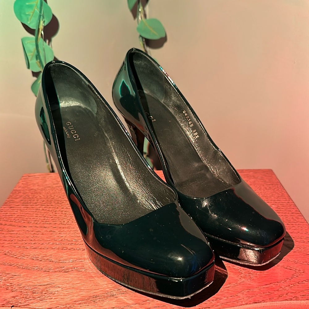 Navy Gucci Platform Heels
